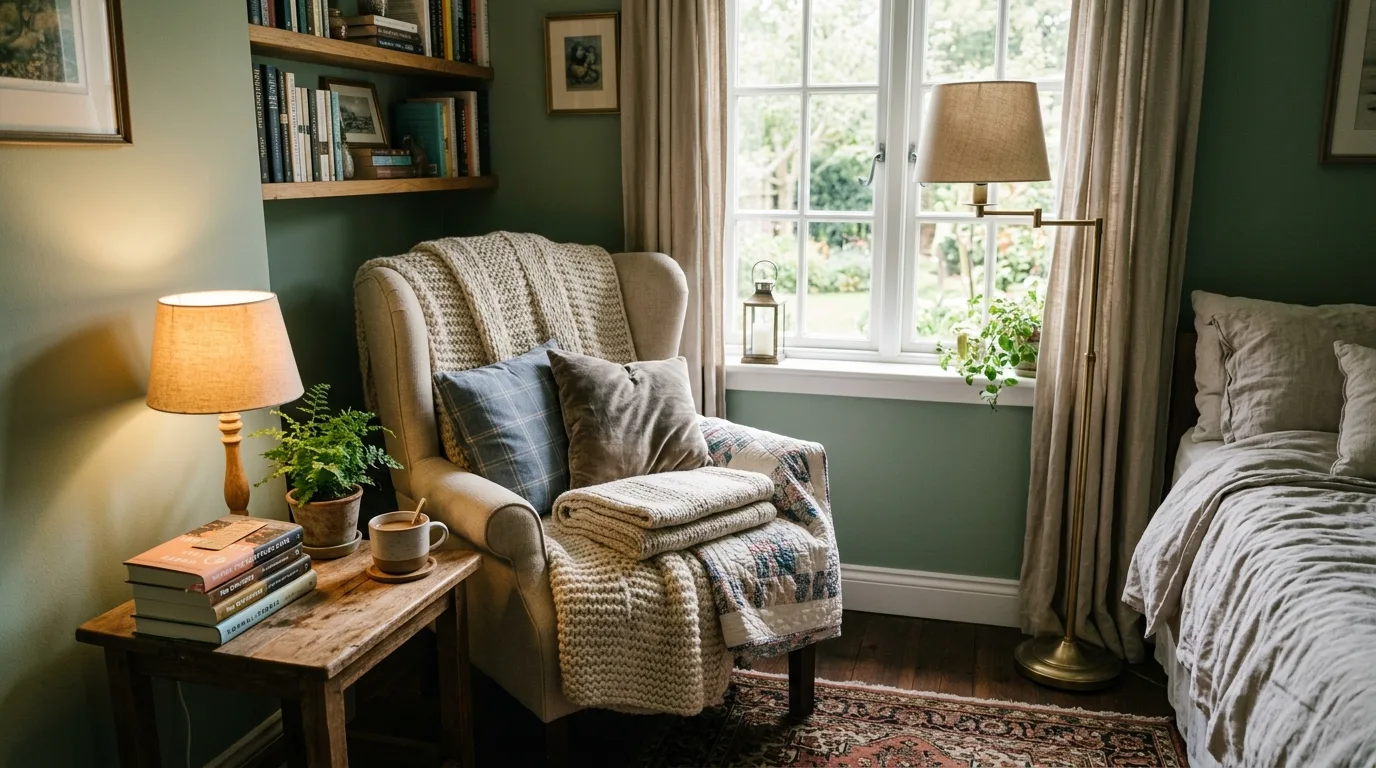 Keep the palette warm and restful rather than bright inspiration for a reading nook.